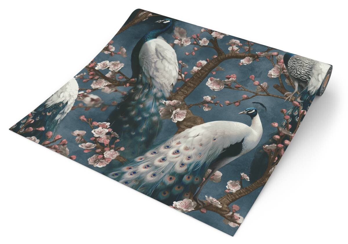 Erismann Vliestapete Pfau blau B/L: ca. 53x1005 cm