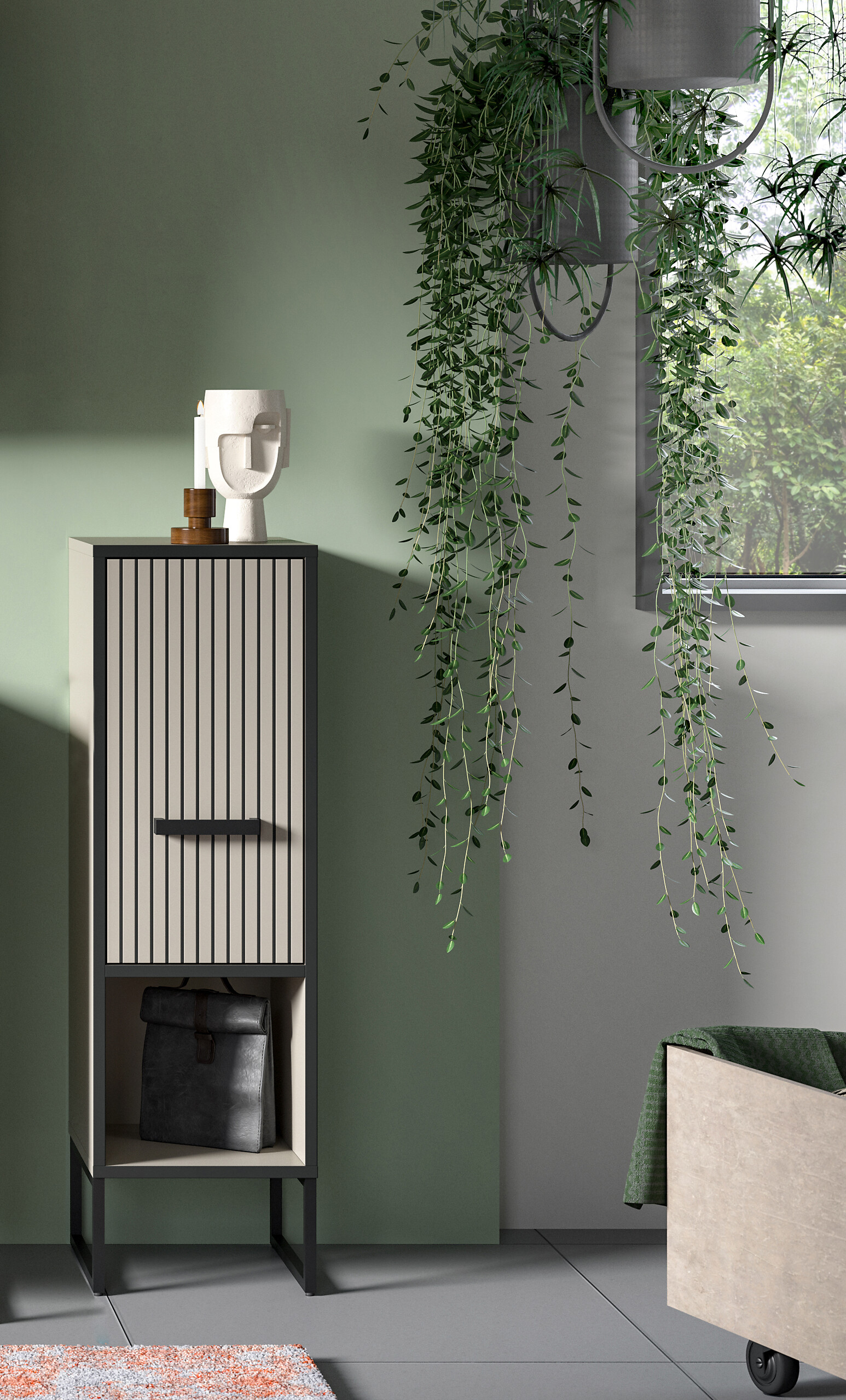 Hochschrank BAGNO schwarz Kaschmirgrau Nachbildung B/H/T: ca. 30x101x32 cm