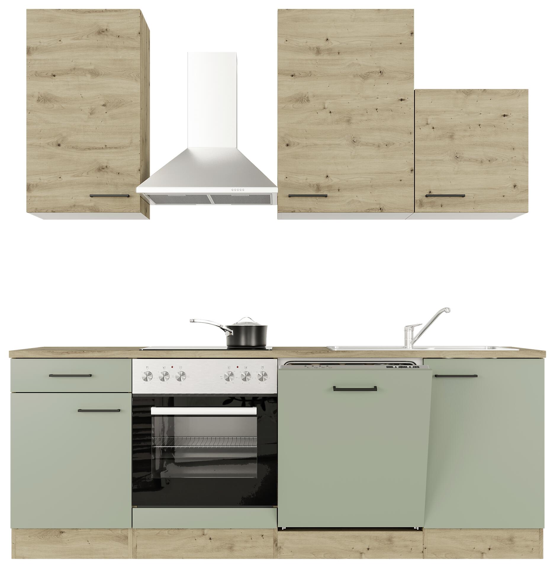 Küchenblock Cara grün matt B/H/T: ca. 220x234x60 cm