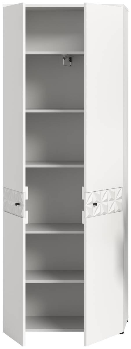 Garderobenschrank Prisma weiß weiß Hochglanz B/H/T: ca. 70,2x192x34,8 cm