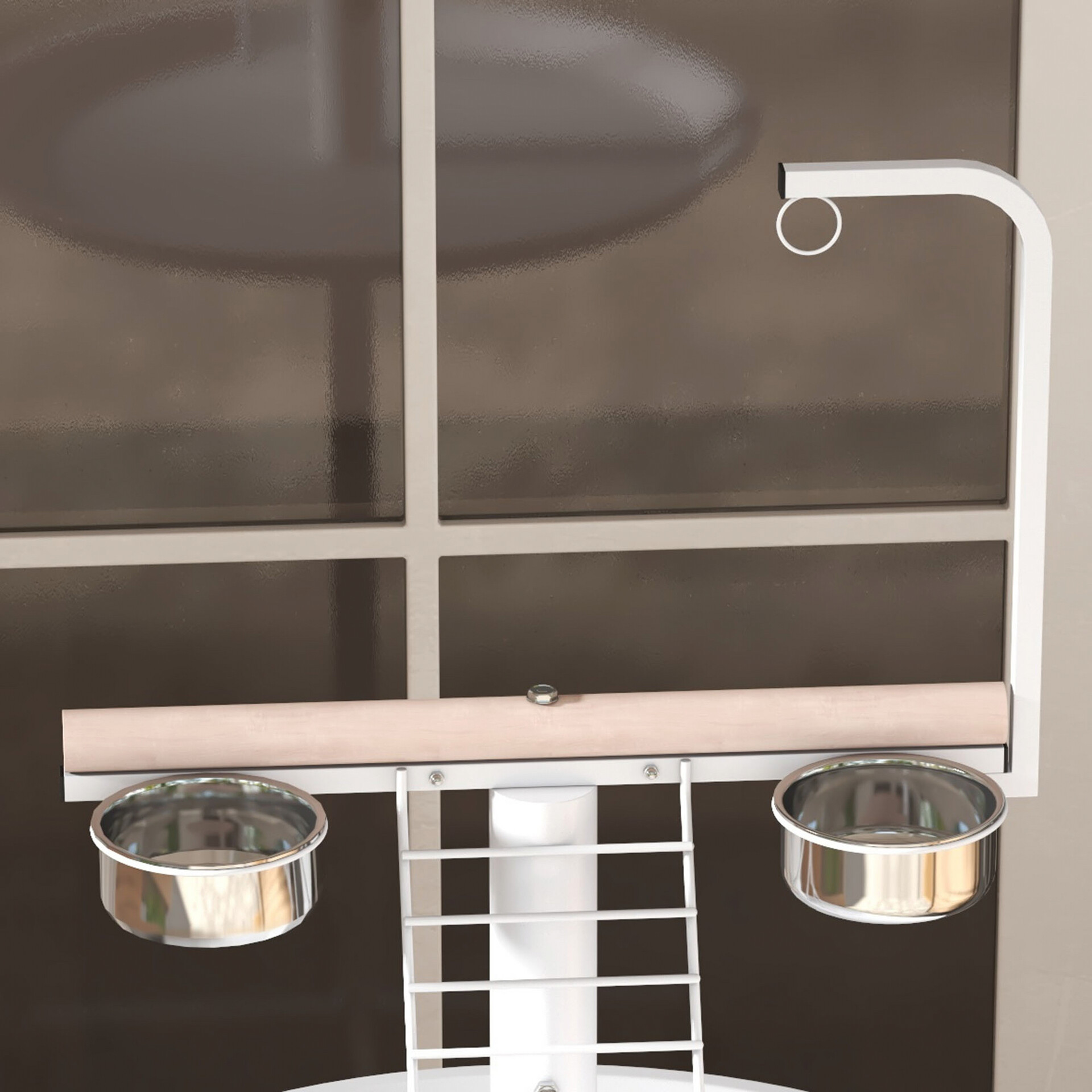 PawHut Vogelstange weiß Holz B/H/L: ca. 60x138x60 cm