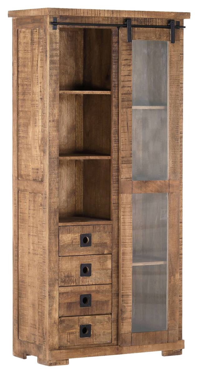 Vitrine Kongo sägerau natur B/H/T: ca. 90x190x47 cm