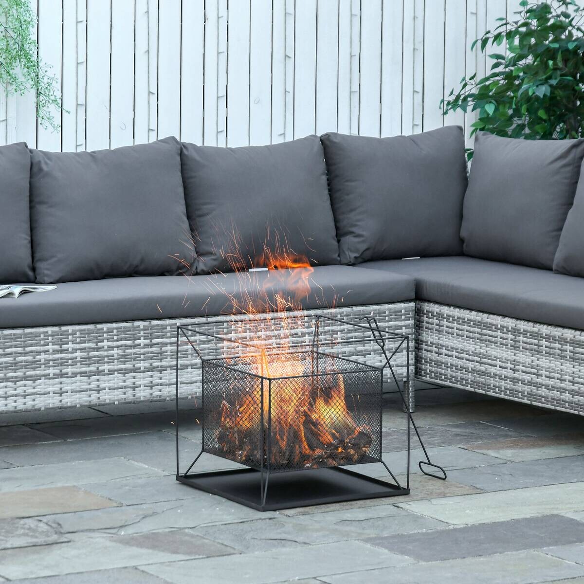Outsunny Feuerschale schwarz Metall B/H/L: ca. 45x43x45 cm