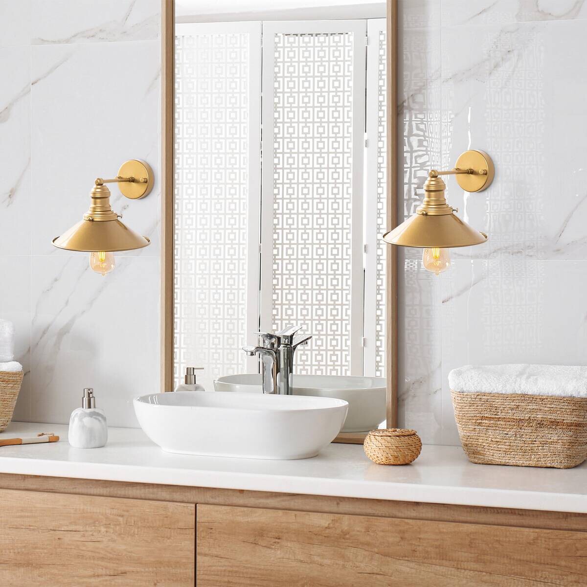 Opviq Wandleuchte gold Metall B/H/L: ca. 27x20x24 cm E27 1 Brennstellen