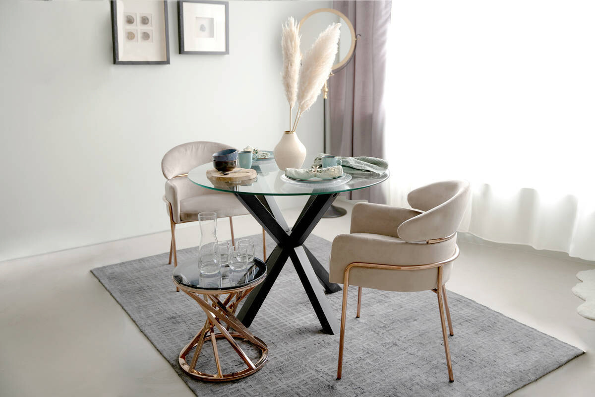 Stuhl Corey 100 taupe Microfaser B/H/T: ca. 58x79x57 cm