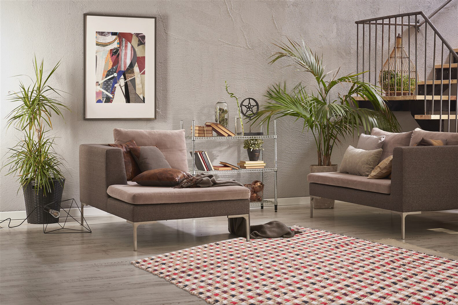 Kayoom Kurzflorteppich Chess 110 natur B/L: ca. 80x150 cm