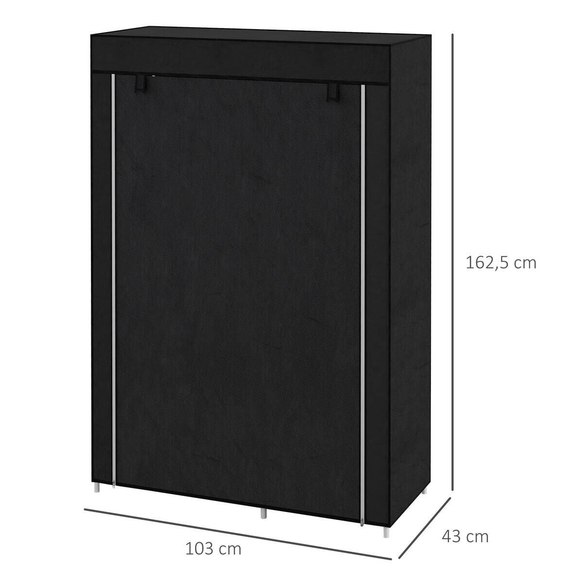 HOMCOM Kleiderschrank schwarz Polypropylen B/H/L: ca. 43x103x162,5 cm