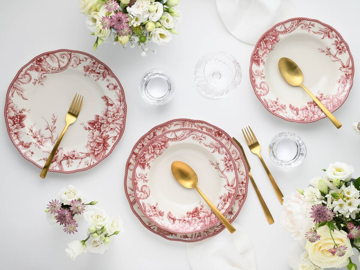 CreaTable Tafelservice Adelaide Rot rot Porzellan 8 tlg.