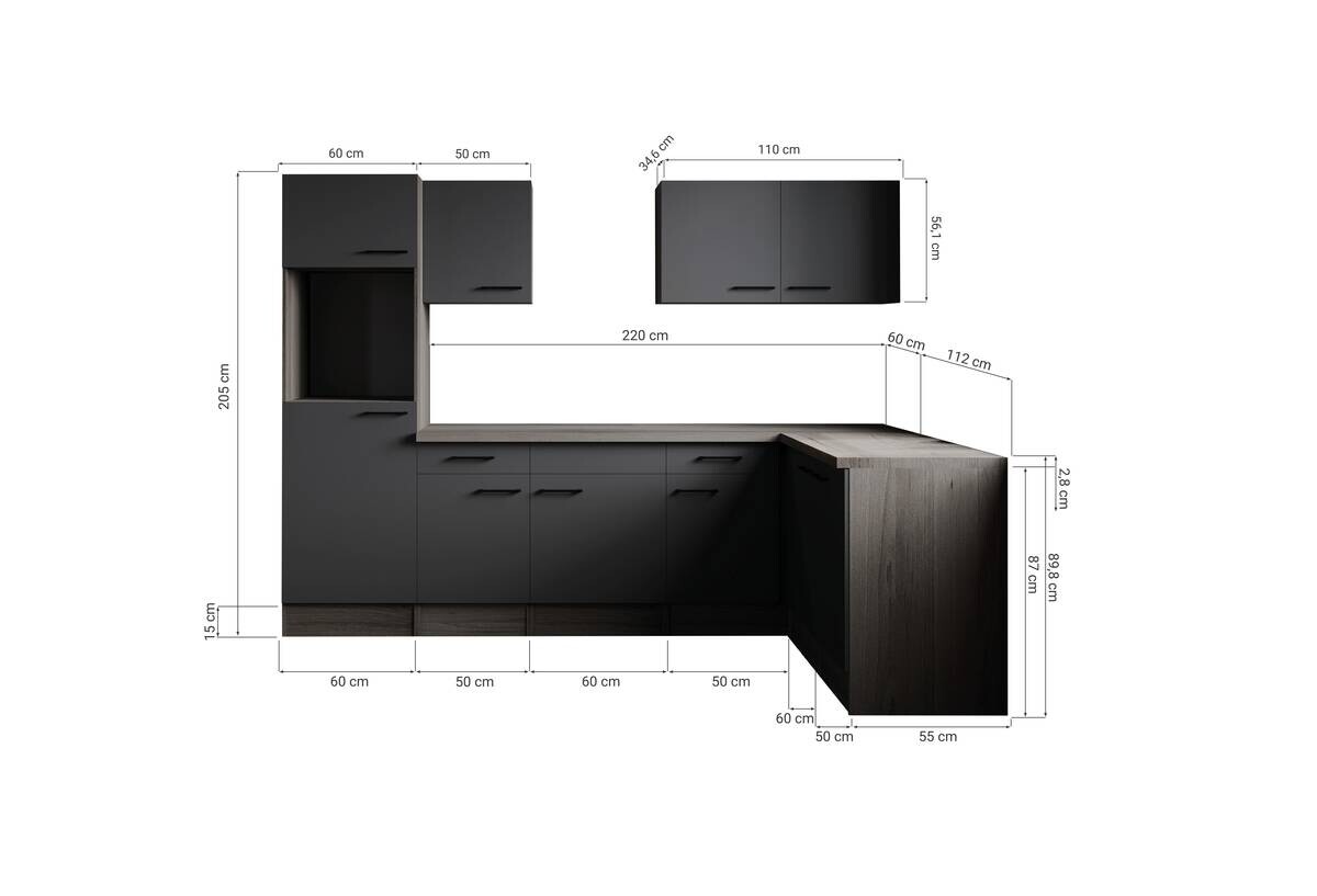 Winkelküche Oliver B/H/T: ca. 280x205x172 cm