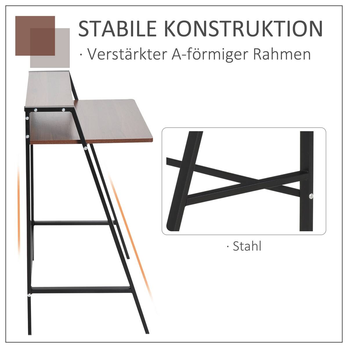 Schreibtisch 836-055 walnuss Nachbildung schwarz B/H/T: ca. 84x85x45 cm