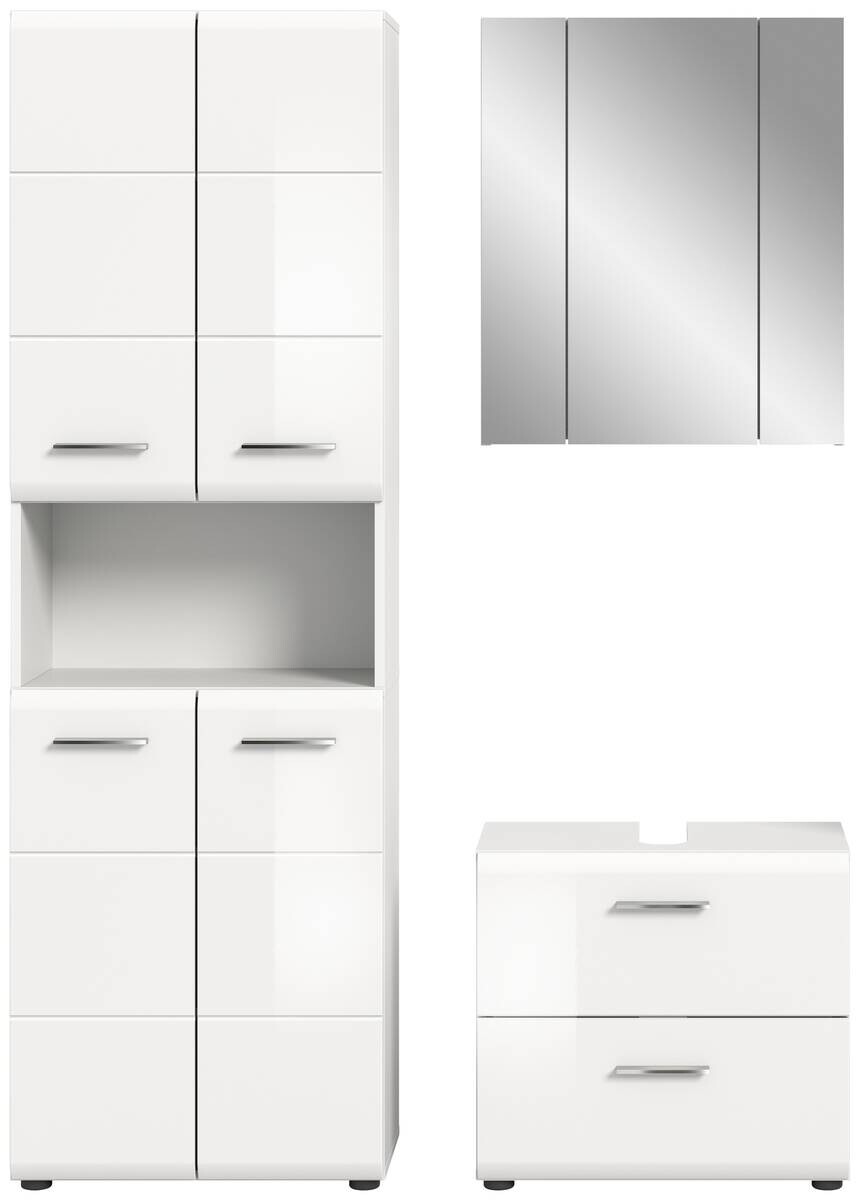 Badezimmer-Set ICE weiß weiß Hochglanz B/H/T: ca. 135x190x32 cm