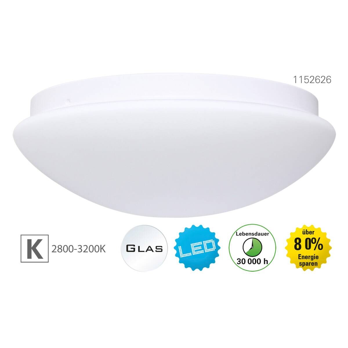 Näve Leuchten Deckenleuchte 1152626 weiß Glas Metall B/H/T: ca. 29x10x29 cm null 1 Brennstellen