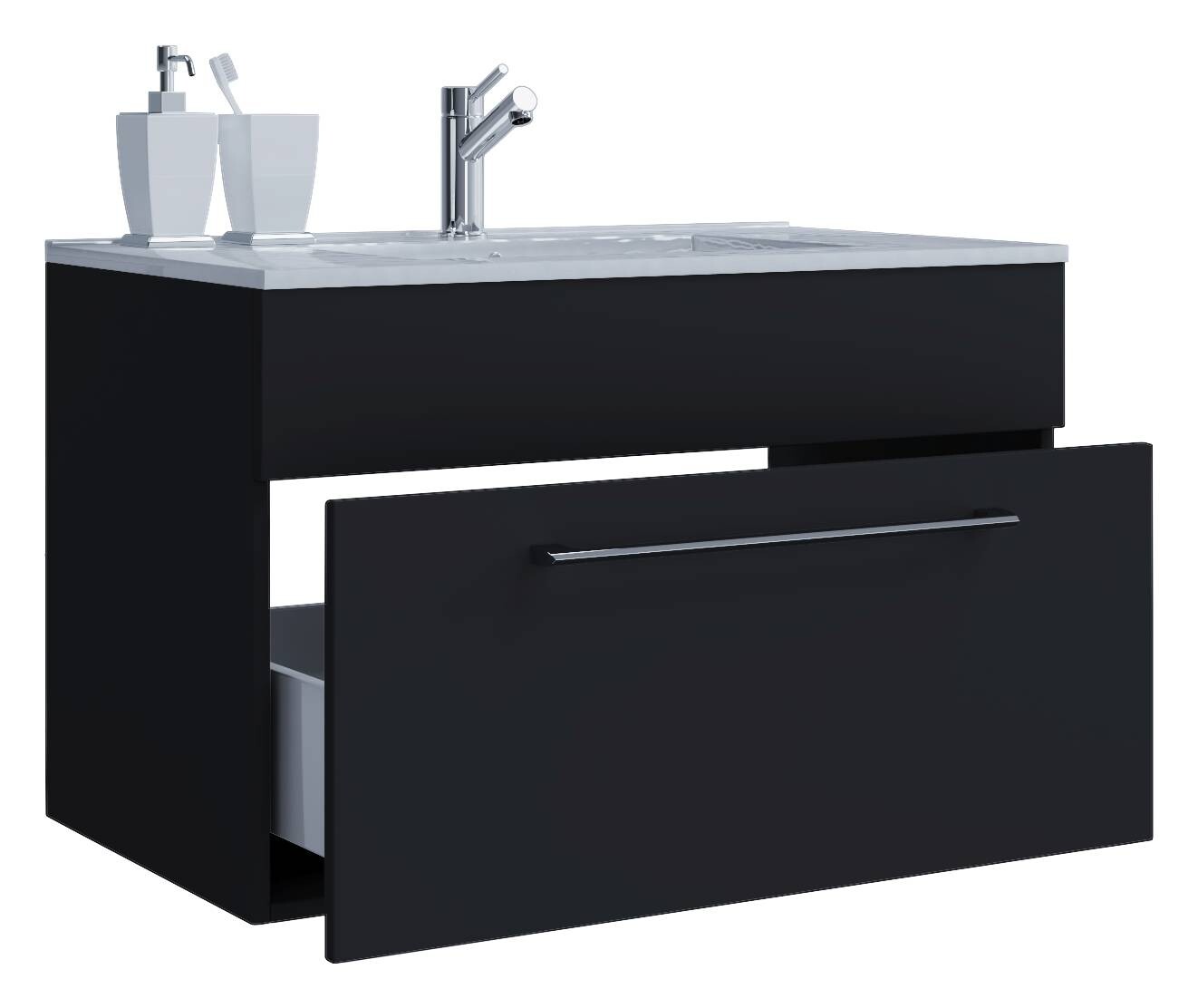 Badblock 2tlg.-Badinos weiß schwarz B/H/T: ca. 60x50x46 cm