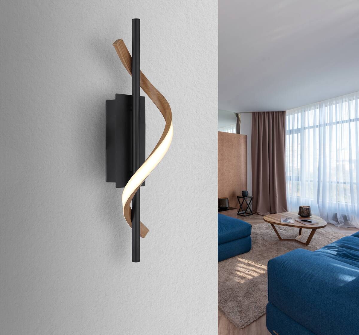 GLOBO Wandleuchte schwarz dunkelbraun Opal Aluminium Kunststoff Metall B/H/L: ca. 13x46,5x10 cm 1 Brennstellen