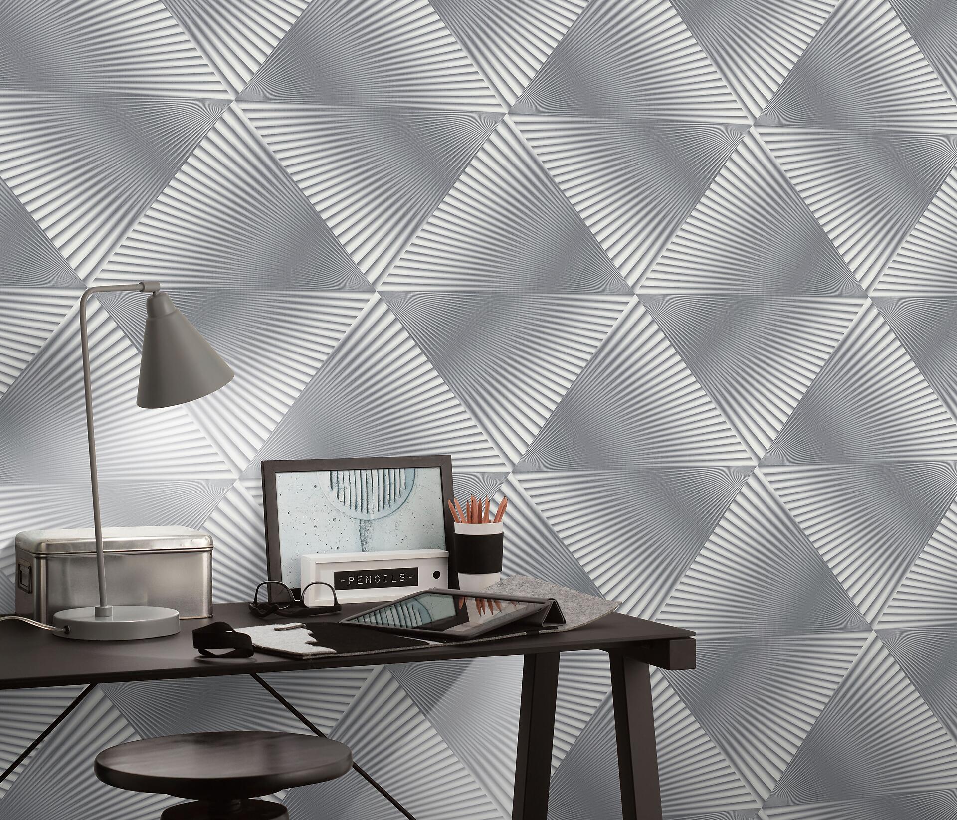 Erismann Vliestapete 3D-Optik grau weiß B/L: ca. 53x1005 cm