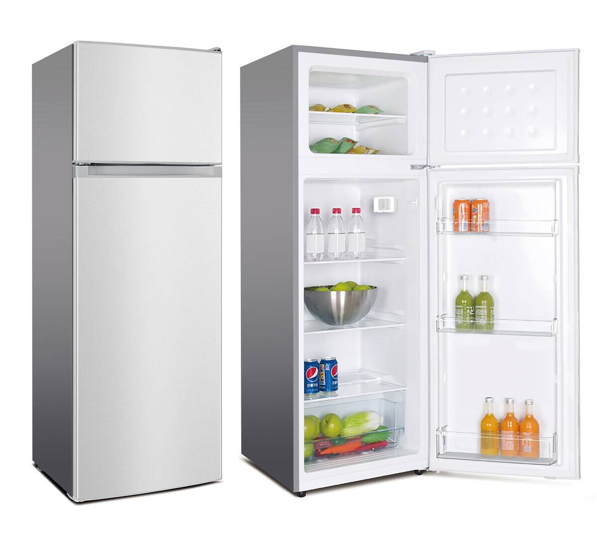 POCOline Kühl-/Gefrierkombination KGK 145-206 ESI silber B/H/T: ca. 54x145x54 cm