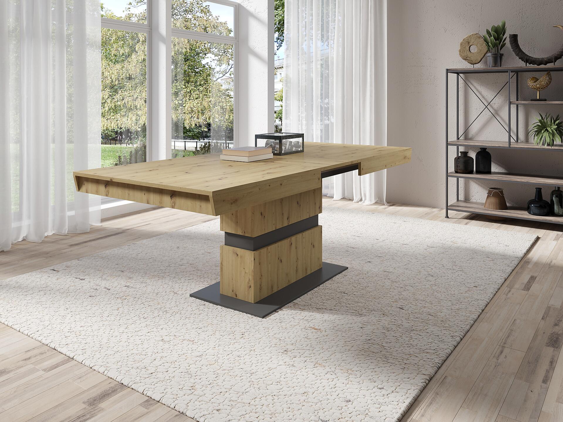 Tisch MATTHEW Eiche Nachbildung anthrazit B/H/T: ca. 160x75x90 cm