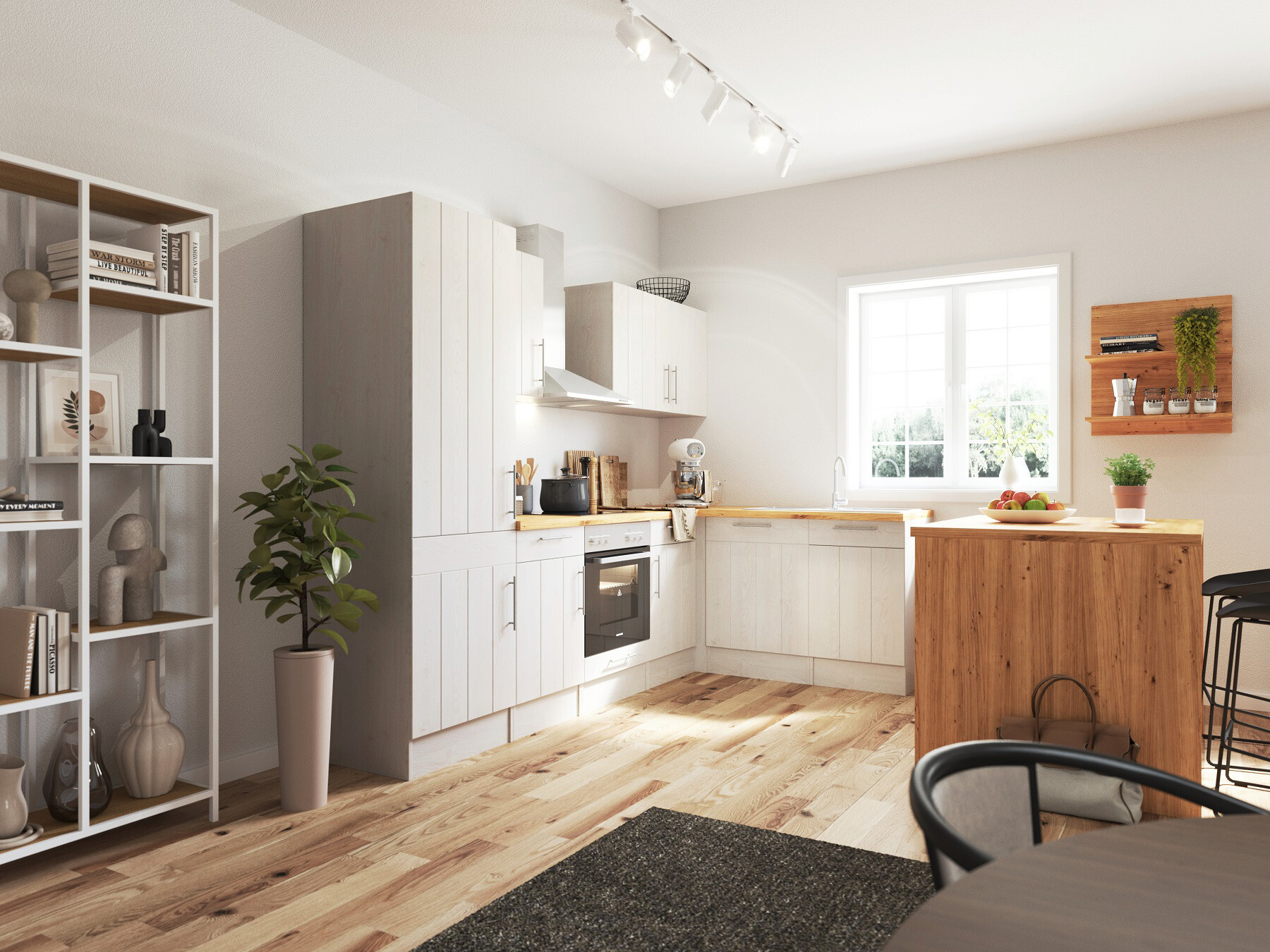 Respekta Winkelküche Anton weiß Lärche Nachbildung B/H/T: ca. 280x211x172 cm