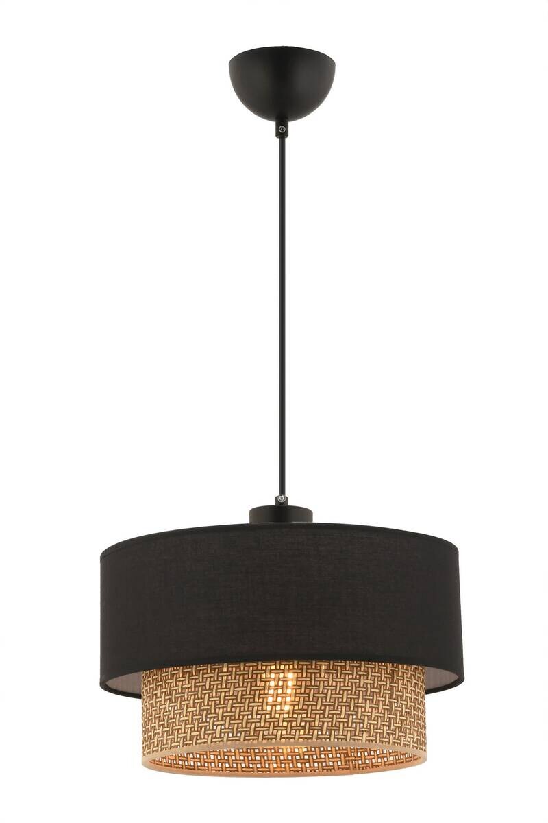 Opviq Pendelleuchte Echo beige schwarz Baumwolle B/H/T/L/D: ca. 30x65x30x30x30 cm E27 1 Brennstellen