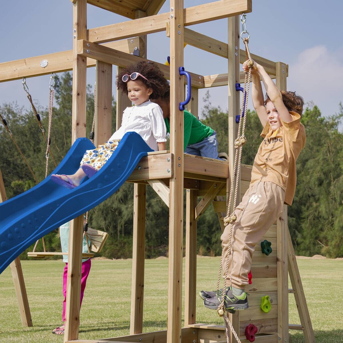 AXI Spielturm Moos blau B/H/L: ca. 342x267x375 cm