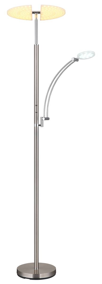 GLOBO LED-Deckenfluter nickel matt Chrom Kunststoff Metall B/H/T: ca. 80x183x40,5 cm 1 Brennstellen