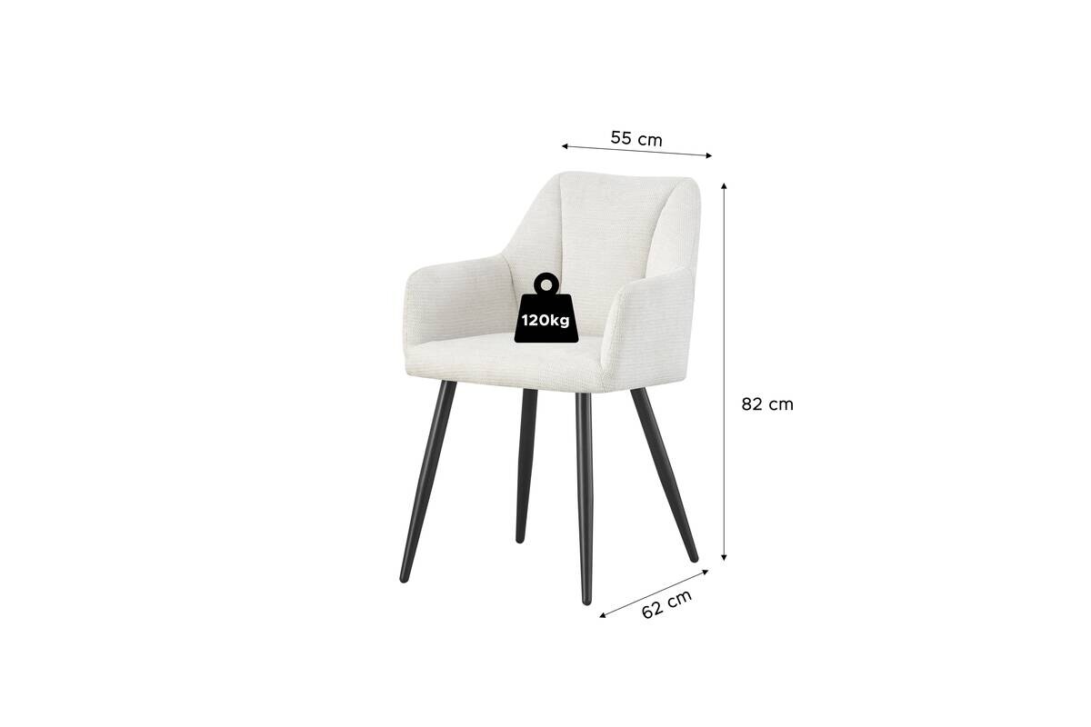 Stuhl BELLA, 2er Set creme Stoff B/H/T: ca. 55x82x62 cm