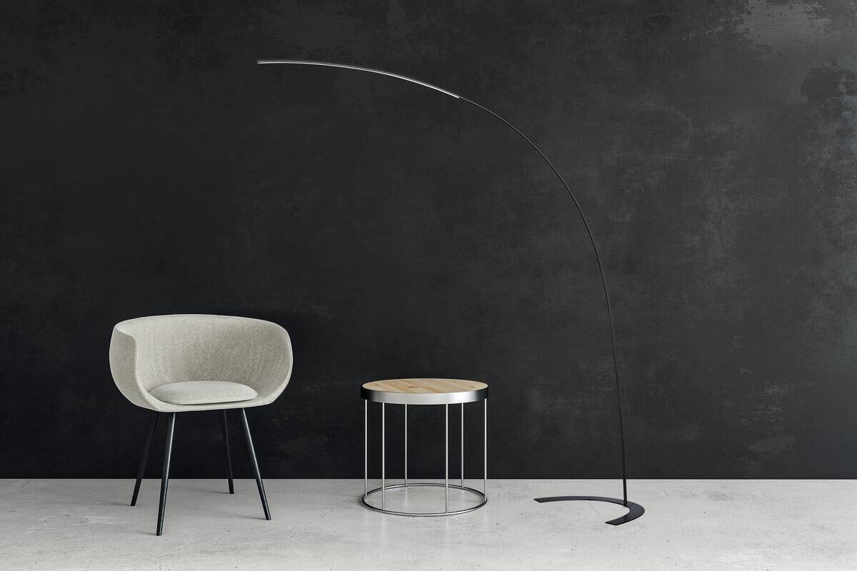 TRIO Bogenleuchte Shanghai schwarz Metall B/H: ca. 65x210 cm