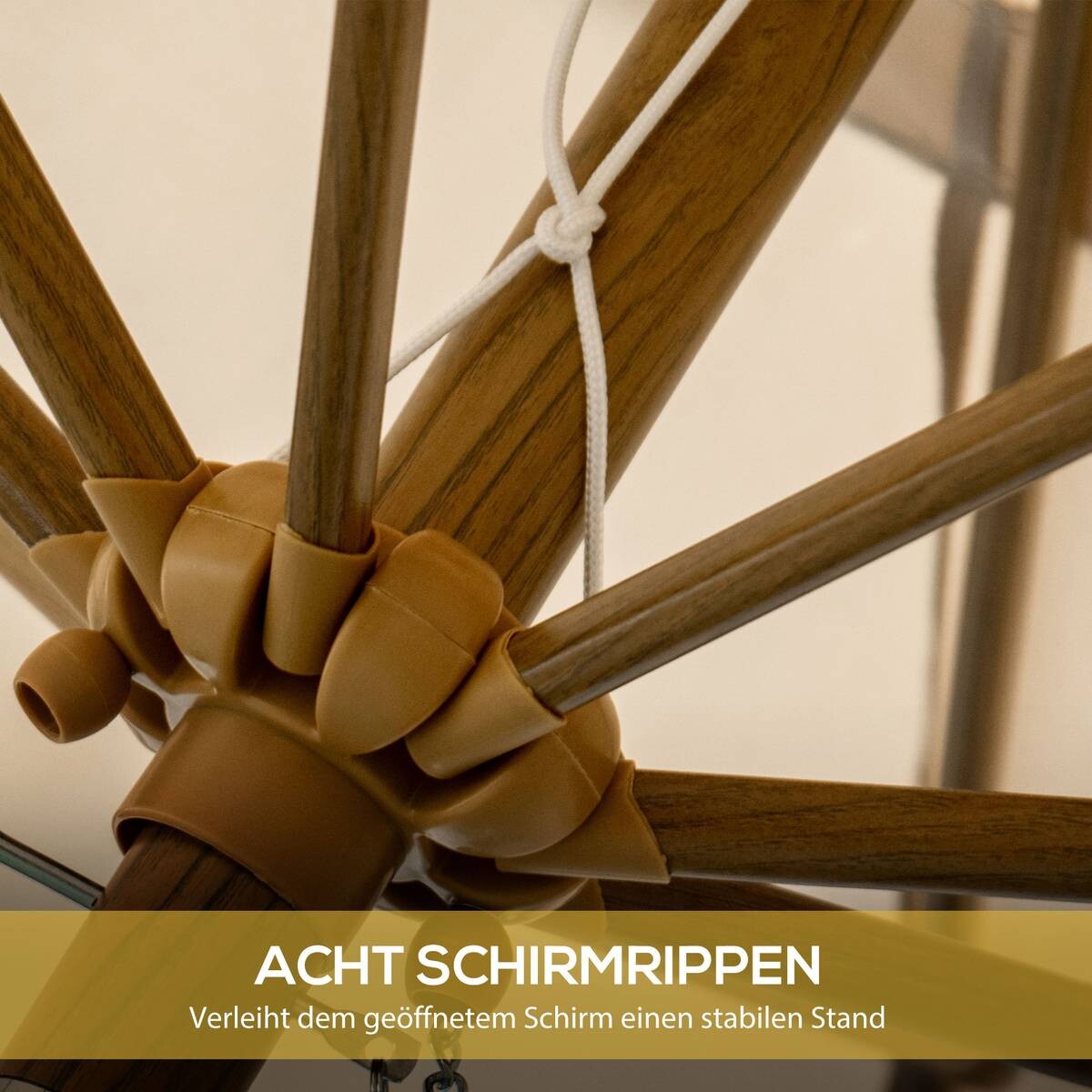 Outsunny Sonnenschirm mit 8 Rippen khaki Polyester B/H/L: ca. 265x235,5x265 cm