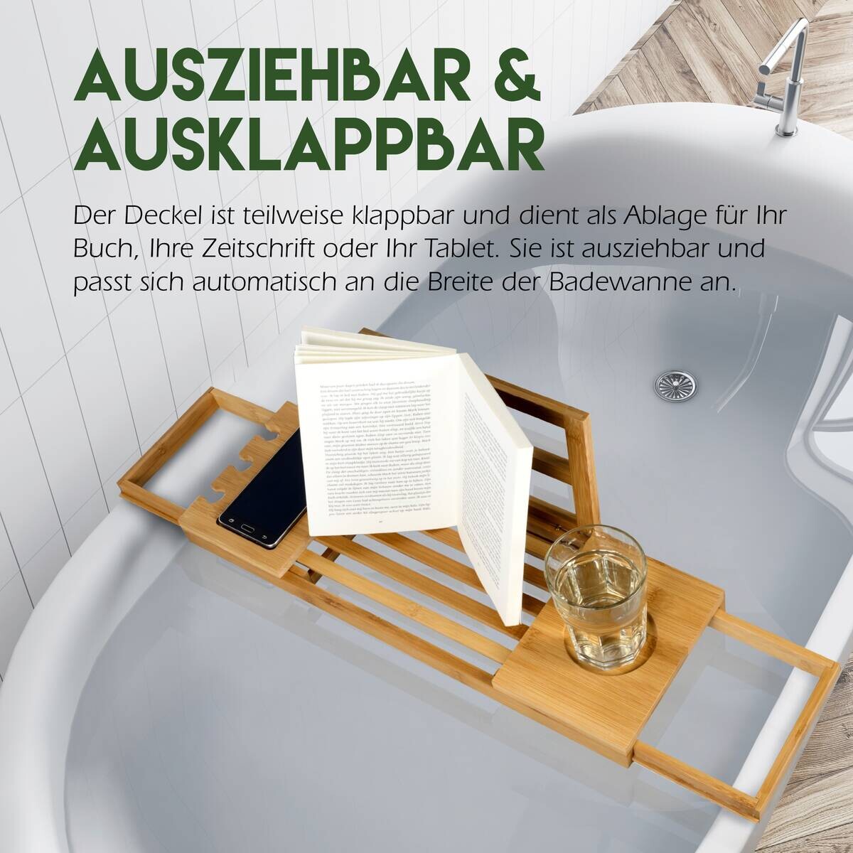 Badewannenablage natur Bambus B/L: ca. 92x18 cm