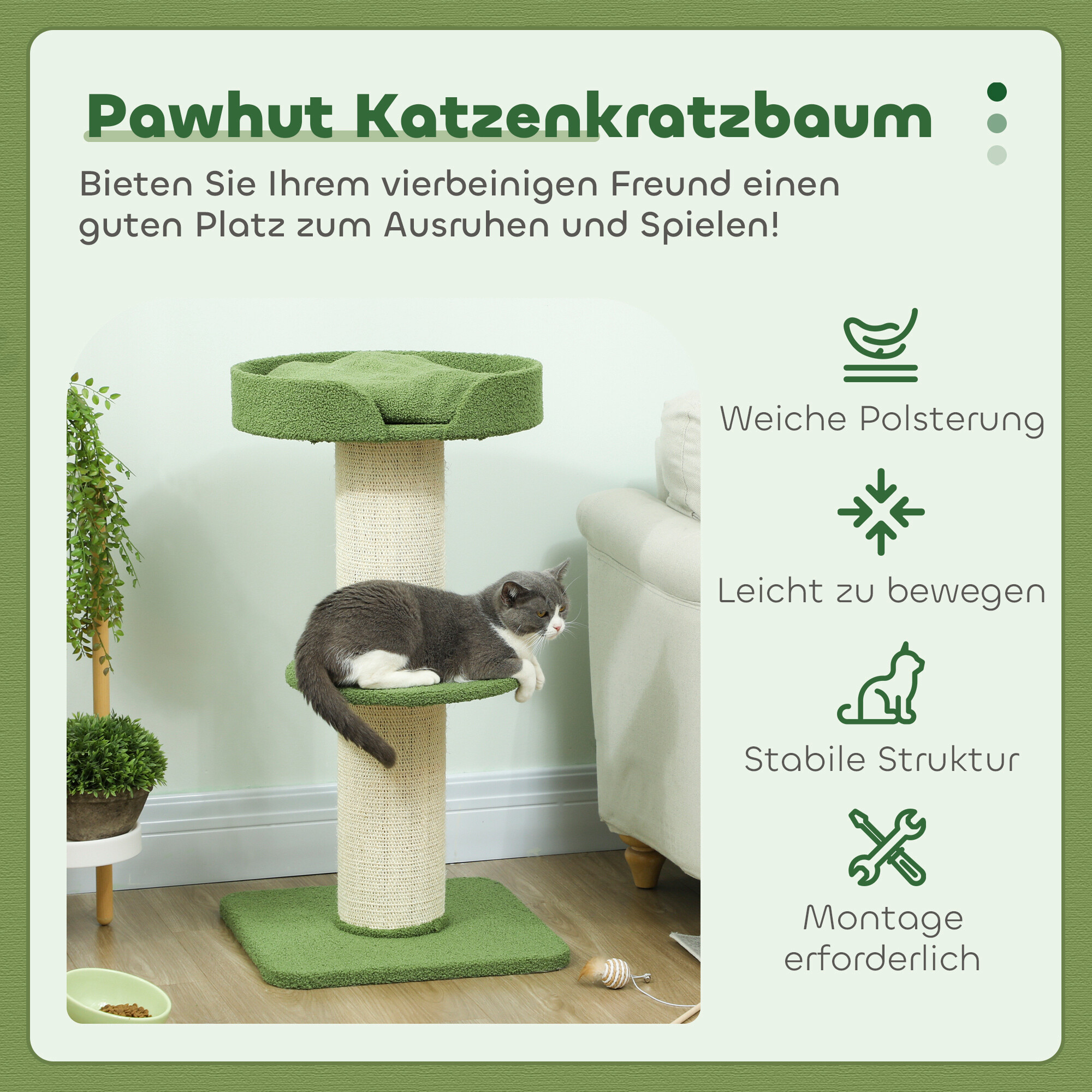 PawHut Kratzbaum grün Spanplatte B/H/L: ca. 45x91x45 cm