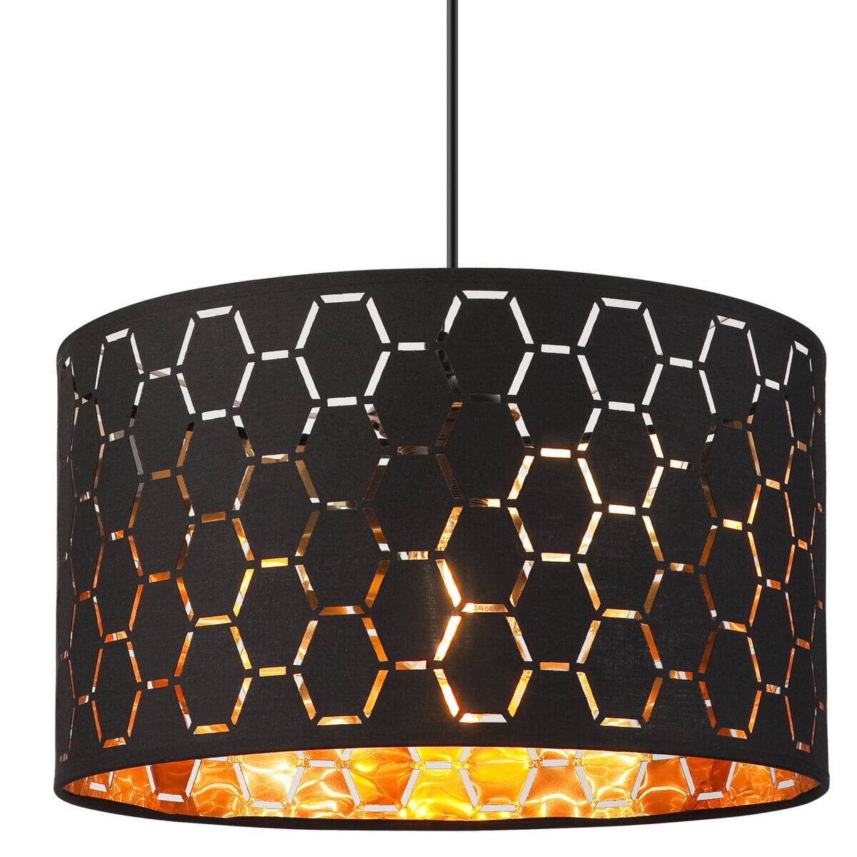 Lamkur Pendelleuchte schwarz Holz B/H/L: ca. 37x23x37 cm E27 1 Brennstellen