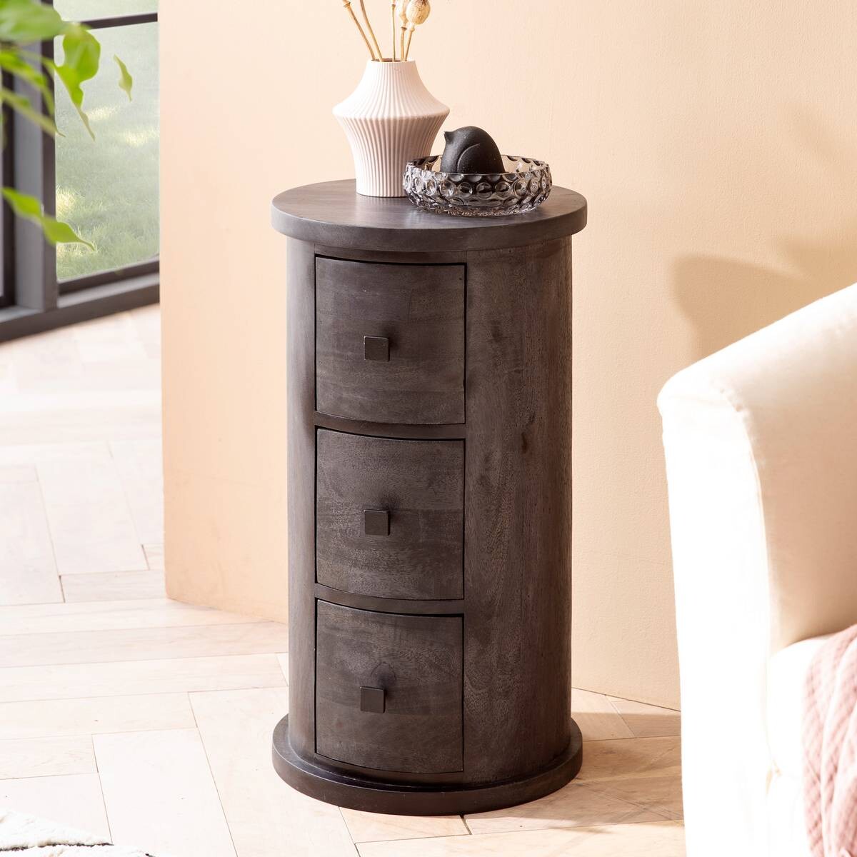 Sideboard schwarz B/H/T: ca. 34x65x34 cm