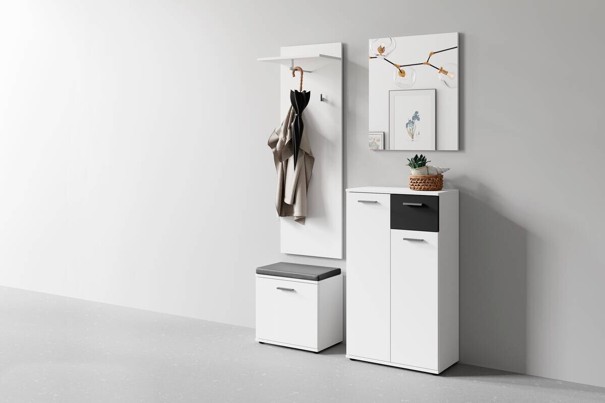 Garderobenset JAKOB Set 4-tlg. weiß schwarz