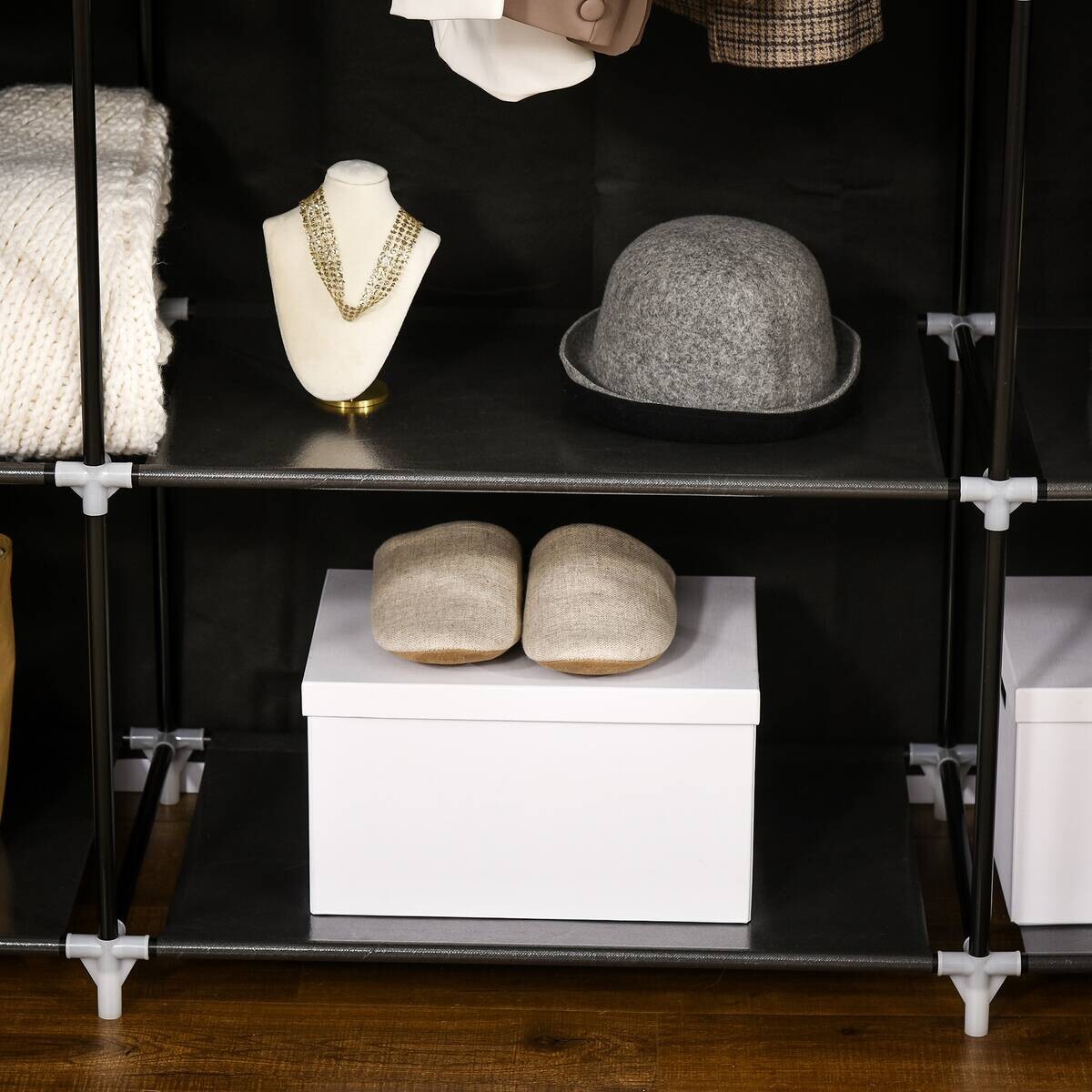 HOMCOM Kleiderschrank schwarz Edelstahl B/H/L: ca. 43x150x162,5 cm