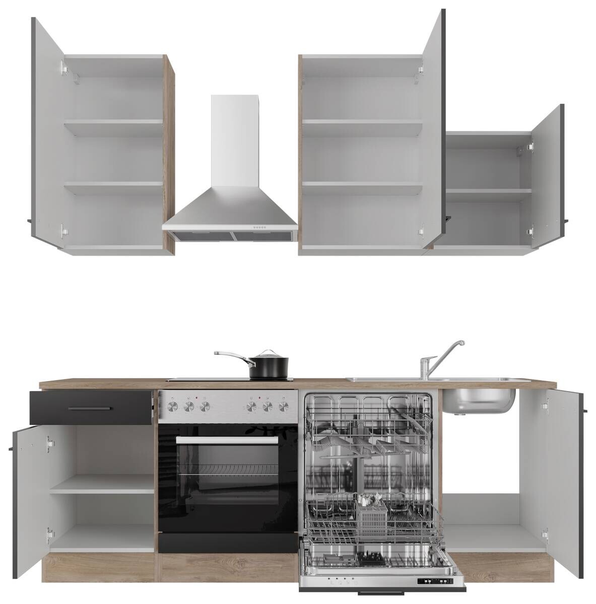 Küchenblock Capri schwarz matt B/H/T: ca. 220x234x60 cm