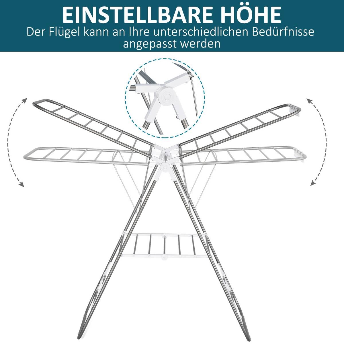 HOMCOM Wäscheständer silber Edelstahl