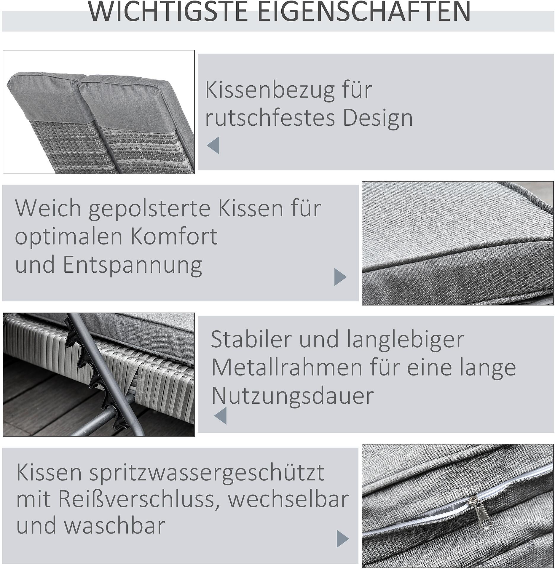 Outsunny Doppelliege grau Metall B/H/L: ca. 120x28x195 cm