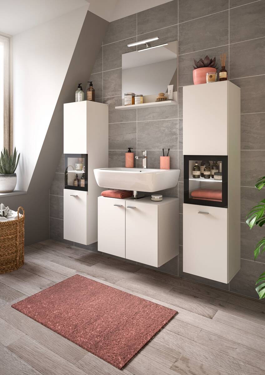 Badezimmer-Set BOSTON weiß schwarz B/H/T: ca. 137x186x33 cm