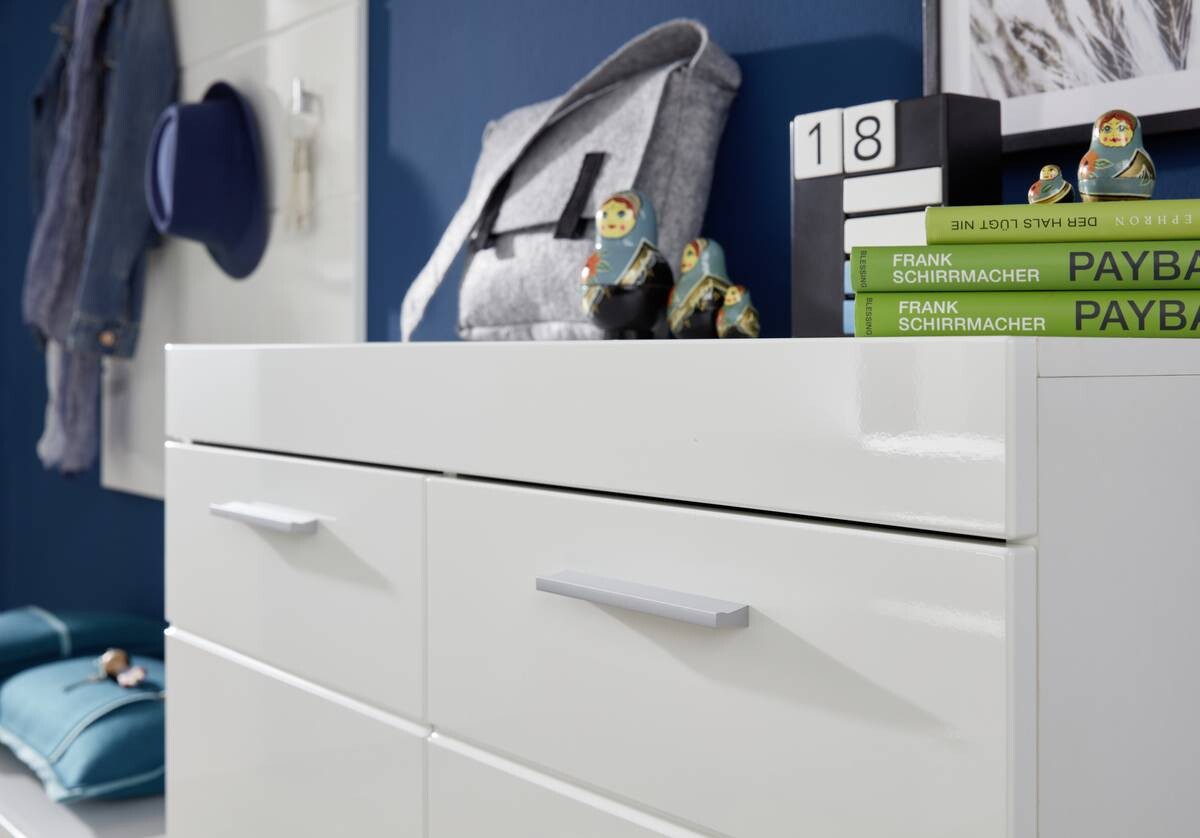 Schuhschrank Amanda weiß Hochglanz weiß B/H/T: ca. 91x97x38 cm