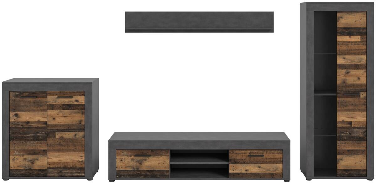 Wohnwand Jam Matera Nachbildung Old Wood Nachbildung B/H/T: ca. 159x330x35 cm