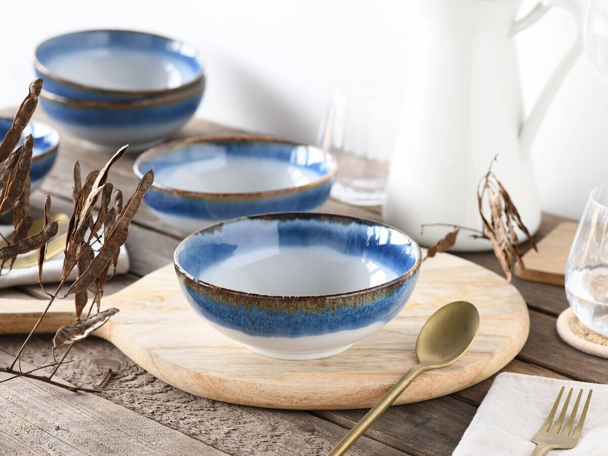 CreaTable Schüssel-Set Cascade blau Steinzeug