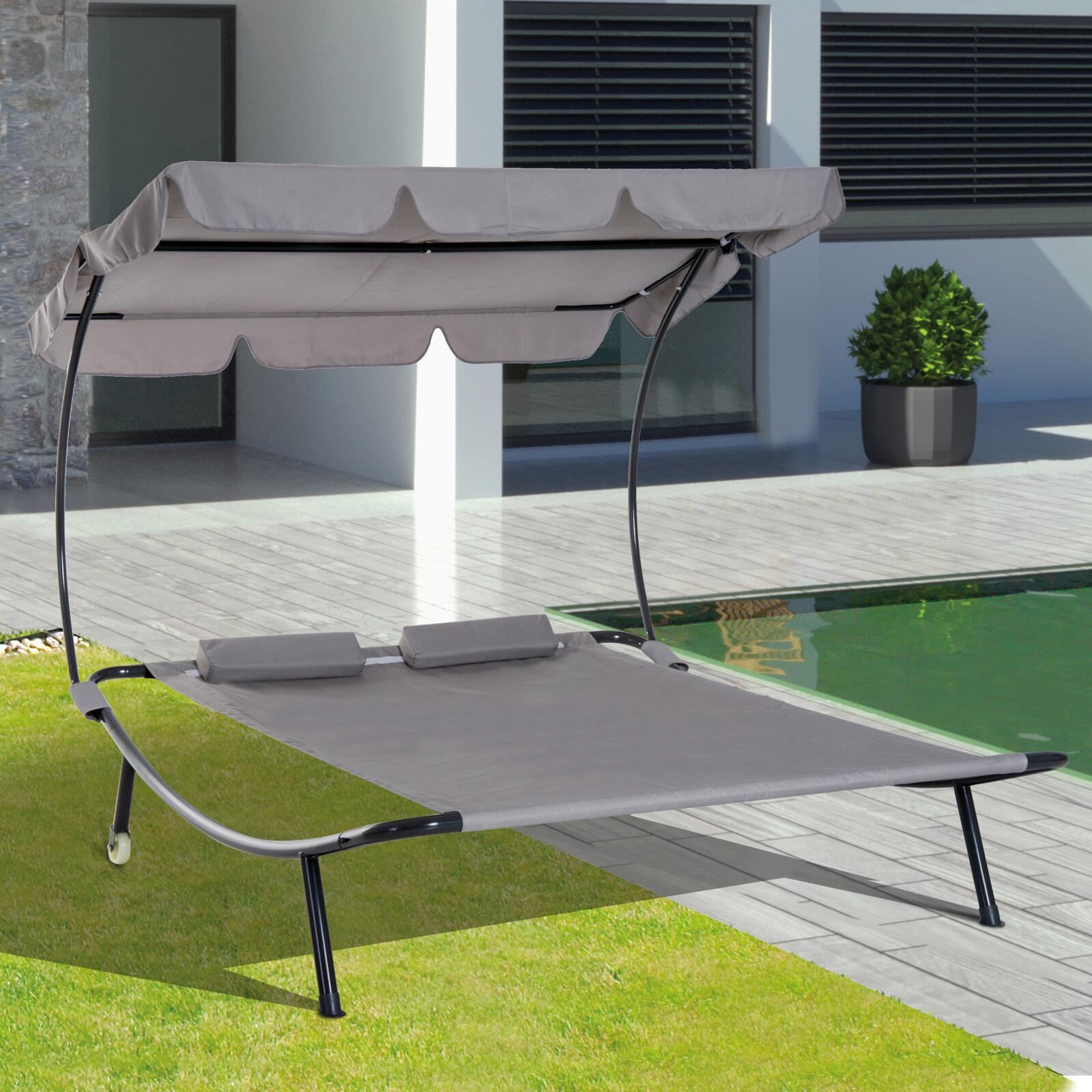 Outsunny Doppelliege grau Stahl B/H/L: ca. 170x134x200 cm