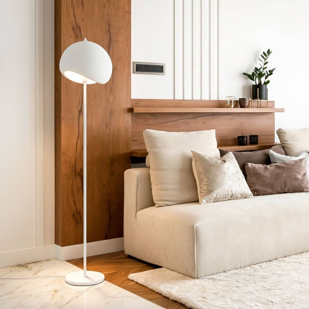 Opviq Stehleuchte Yontu-15854 weiß Metall Polyester-Mischgewebe B/H/L: ca. 29x170x34 cm E27 1 Brennstellen