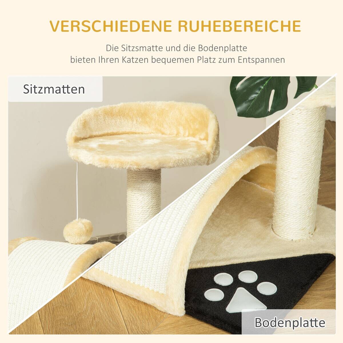 PawHut Kratzbaum beige Edelstahl B/H/L: ca. 37x35,5x46 cm