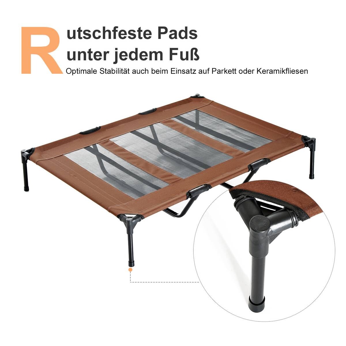 PawHut Hunde Liegeplatz braun Metall B/H/L: ca. 92x23x122 cm