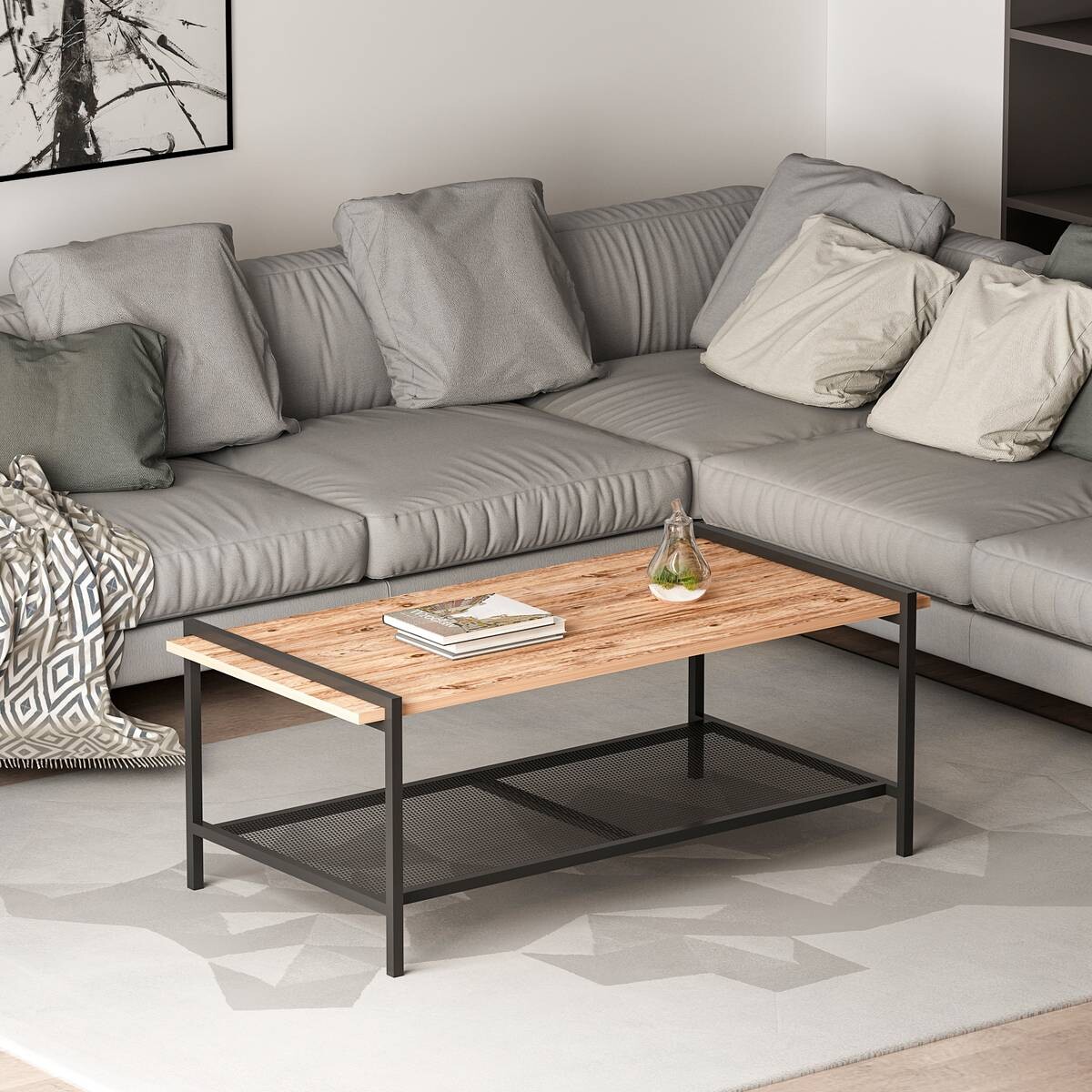 Couchtisch Lara walnuss Nachbildung schwarz B/H/T: ca. 120x45x60 cm