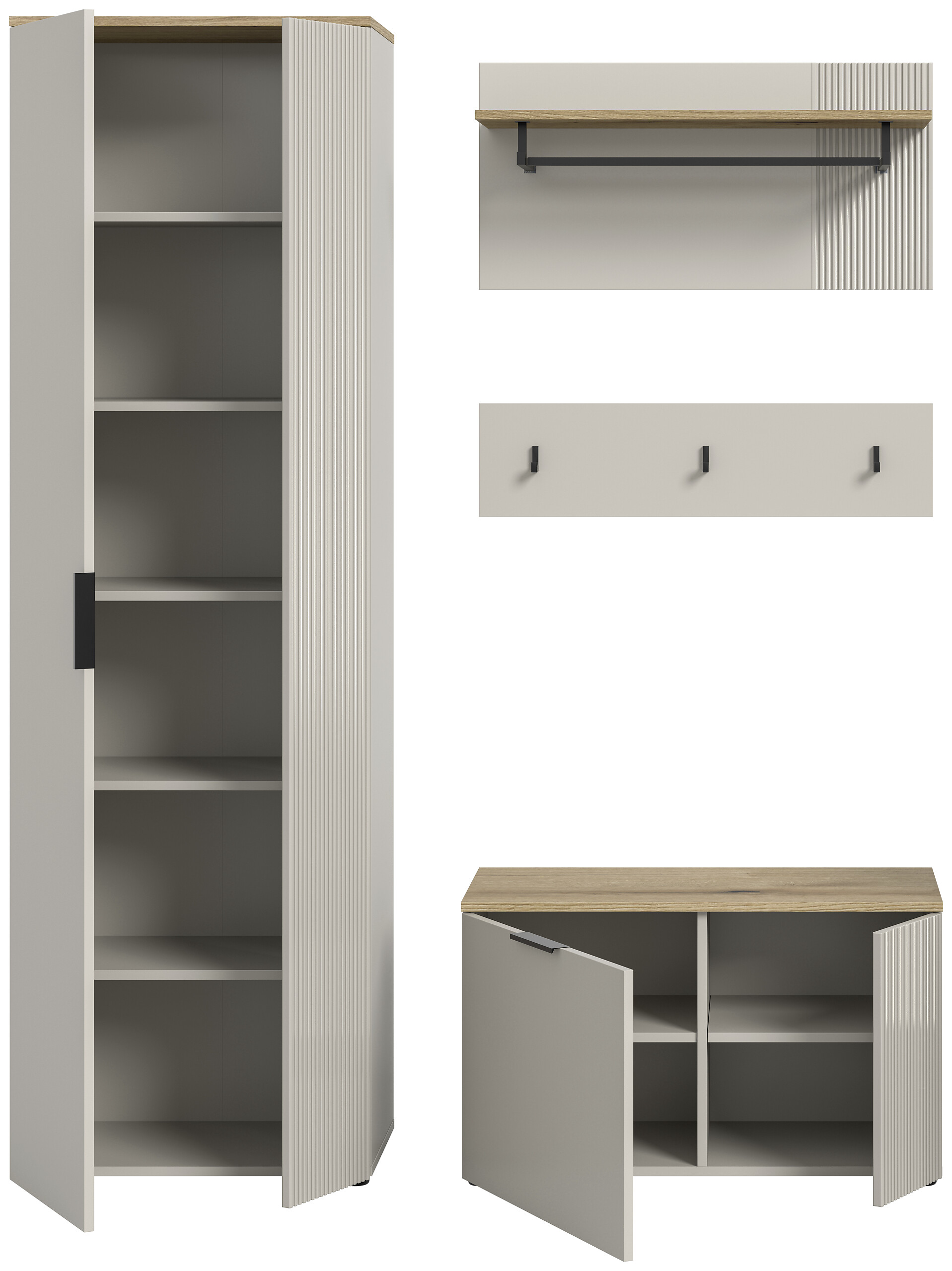 Garderobe Slide Kaschmirgrau Nachbildung Evoke Oak Nachbildung B/H/T: ca. 155x190x36 cm