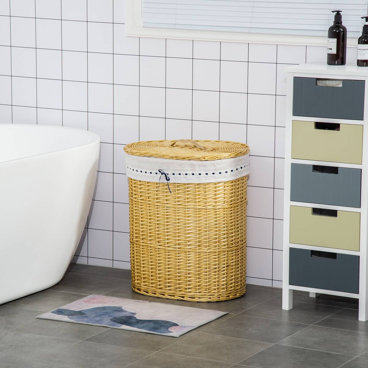 HOMCOM Wäschekorb natur Edelstahl B/H/L: ca. 38x51x57 cm