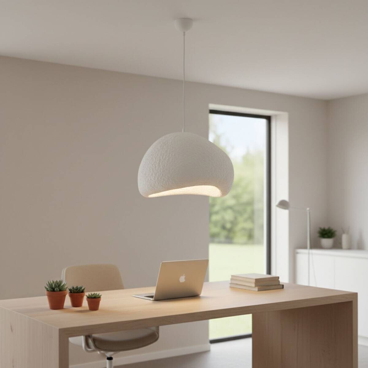 Opviq Pendelleuchte weiß Fiberglas Metall B/T/L: ca. 40x38x40 cm E27 1 Brennstellen