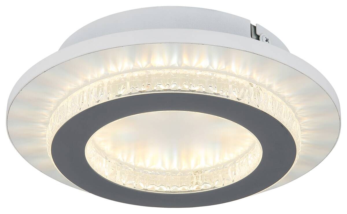 GLOBO LED-Deckenleuchte klar hellgrau weiß Kunststoff Metall H/D: ca. 5,5x20 cm 1 Brennstellen